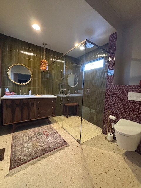 Bathroom tile floor and walls by Peter's Tile
