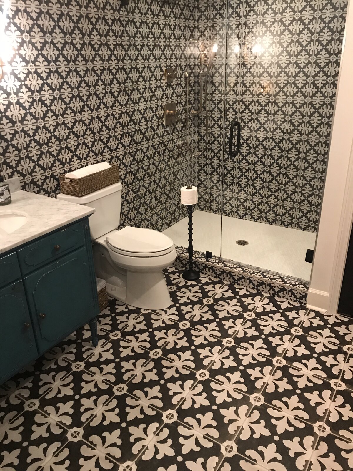 Bathroom tile floor and walls by Peter's Tile