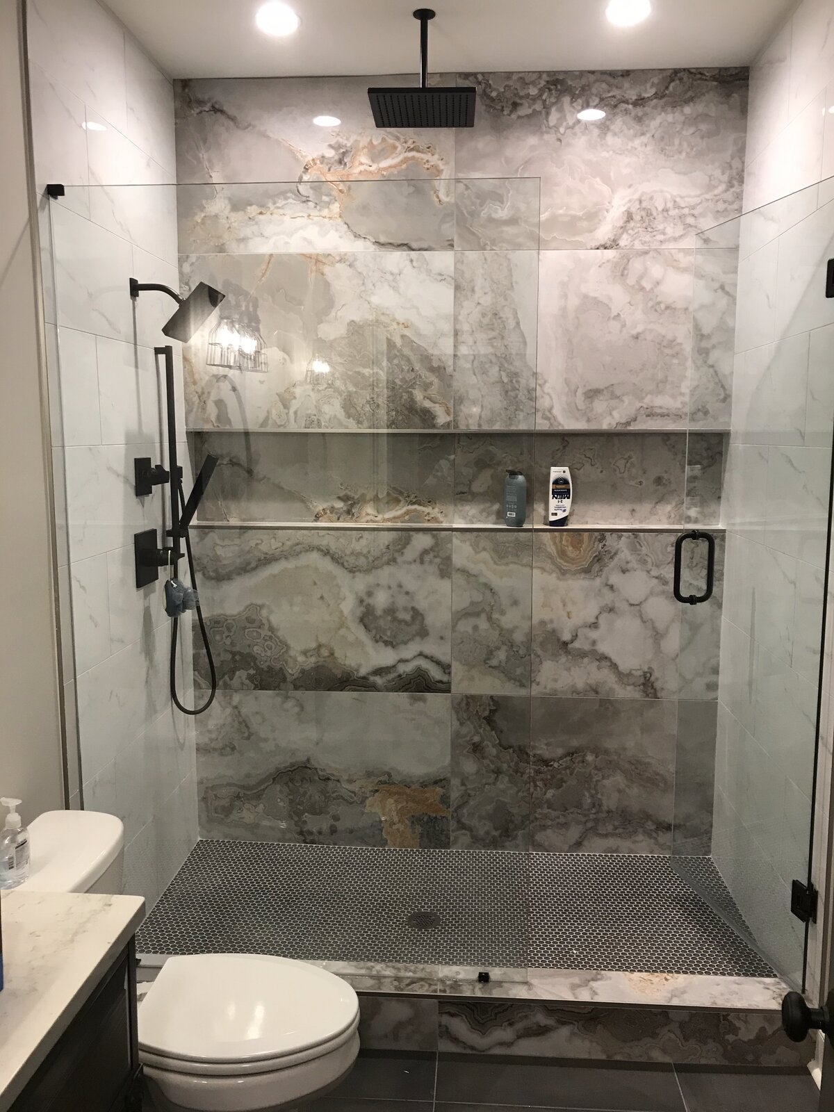 Bathroom tile installation by Peter's Tile