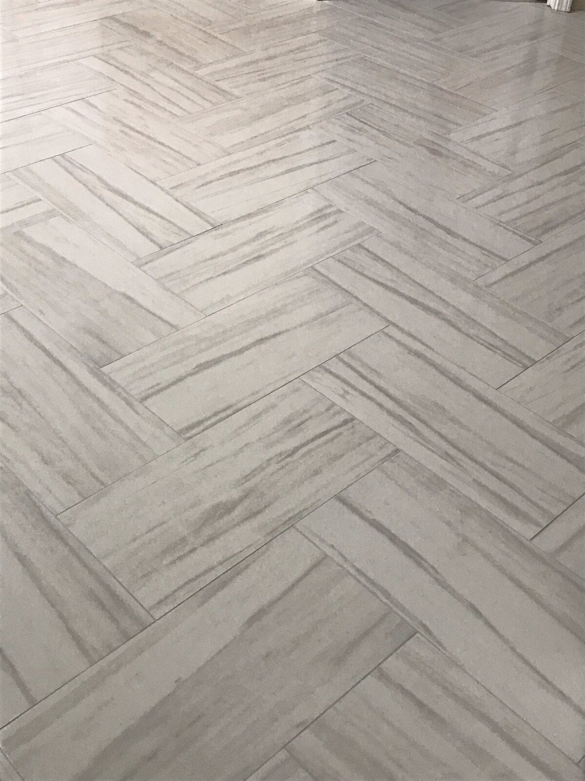 Tile floor installation by Peter's Tile