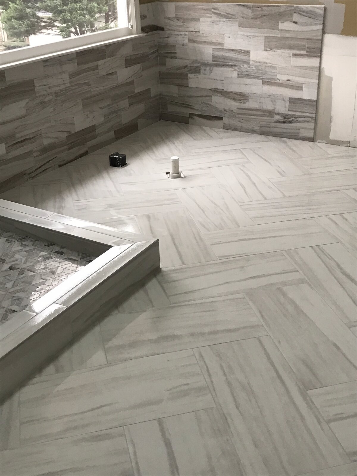 Tile floor installation by Peter's Tile