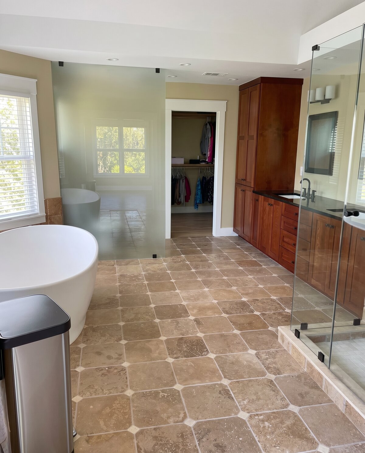 Tile floor installation by Peter's Tile