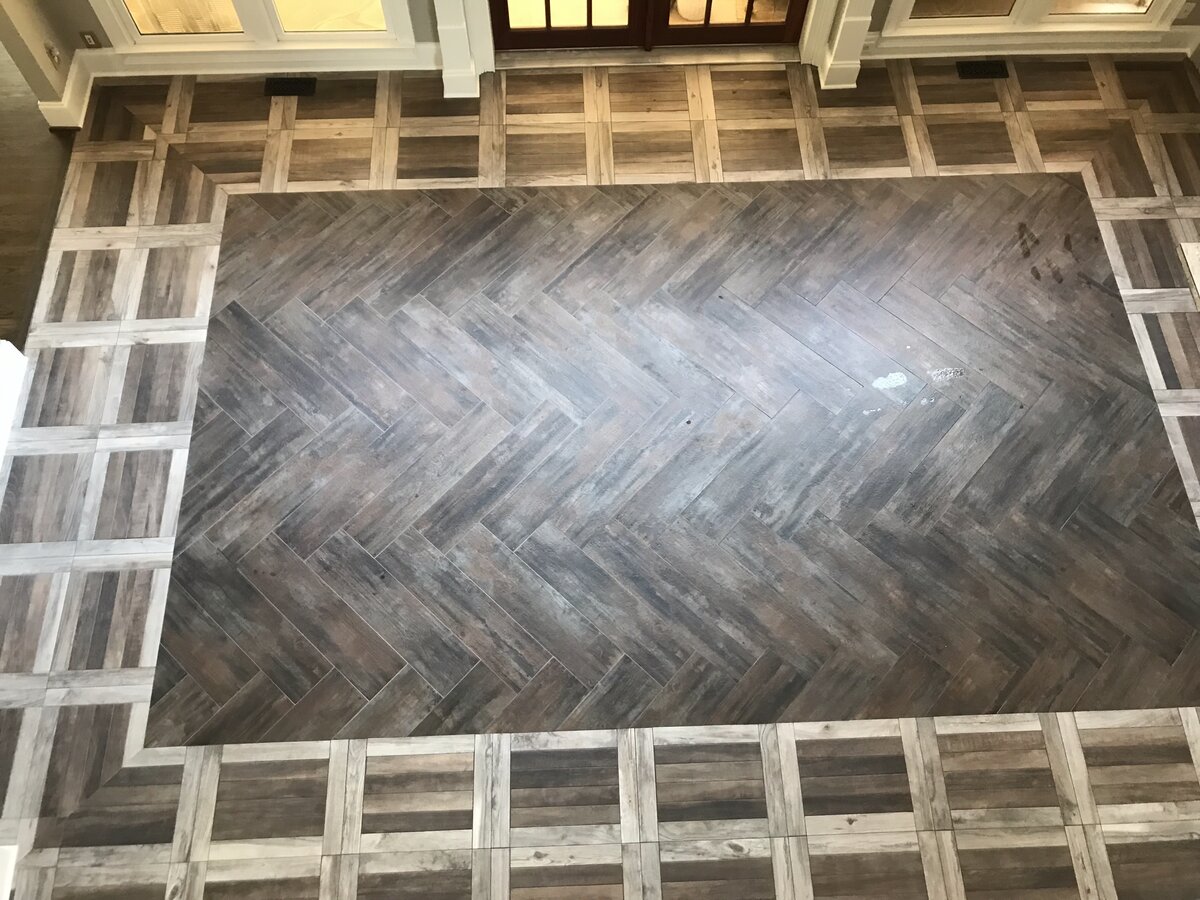 Tile floor installation by Peter's Tile