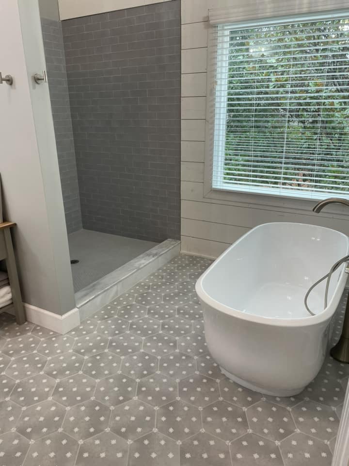 Tile floor installation by Peter's Tile