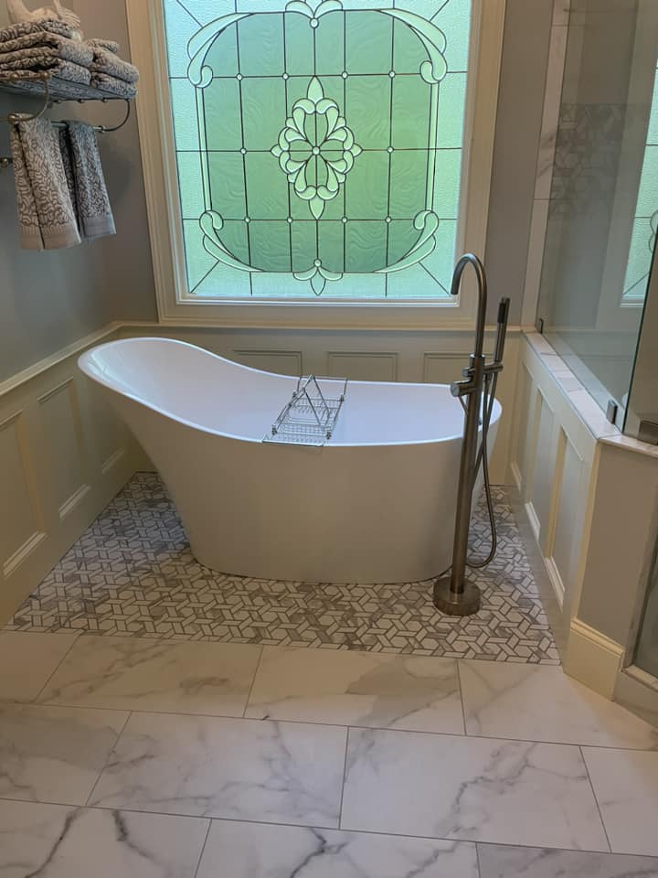Tile floor installation by Peter's Tile